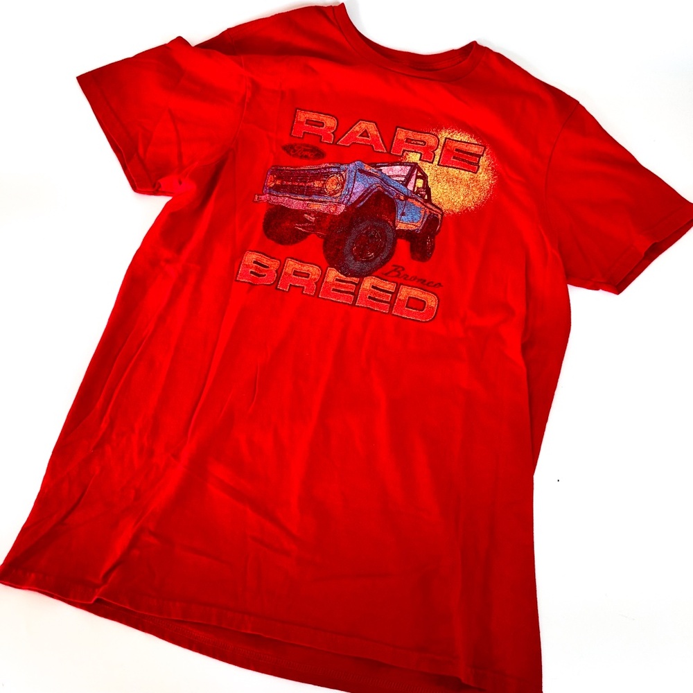 Ford Bronco "Rare Breed" Red Short Sleeve T-Shirt Men's Medium 100% Cotton